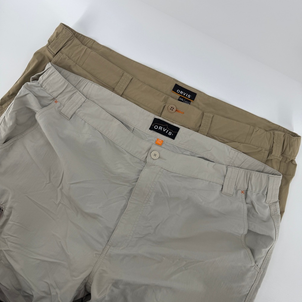 Orvis Cargo Shorts Mens XXL Tan Gray Bundle Hiking Outdoor Quick Dry 2 Pack